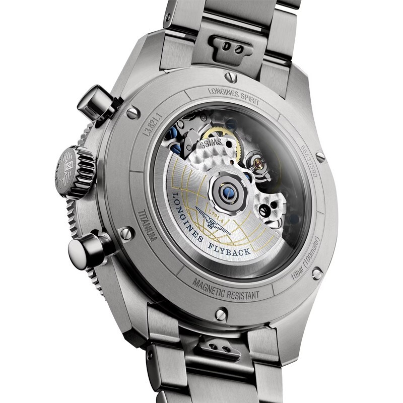 Pre-owned Longines Spirit Flyback 42mm Grey Dial Titanium Men's Watch L3.821.1.53.6