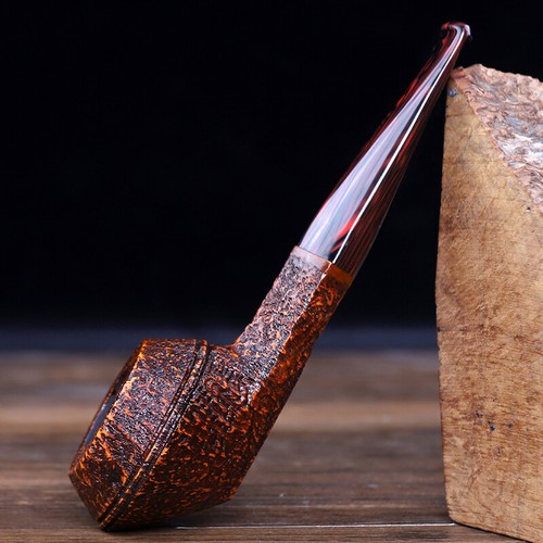 Sandblasted Briar Bulldog Pipe Handmade Freehand Tobacco Pipe Vulcanite Stem