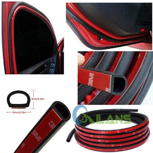 13ft 4M D-shape Universal Car Door Rubber Weather Seal Hollow Strip Weatherstrip