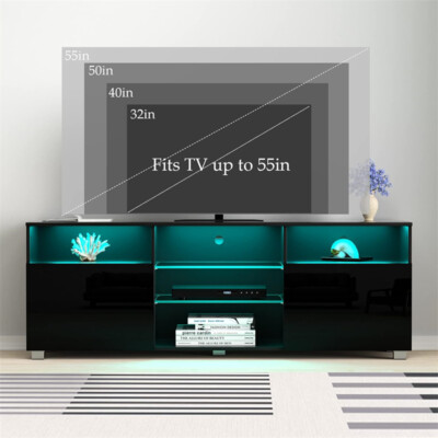 47"/57"/65" Modern LED High Glossy TV Stand, Media Console, Entertainment Cente