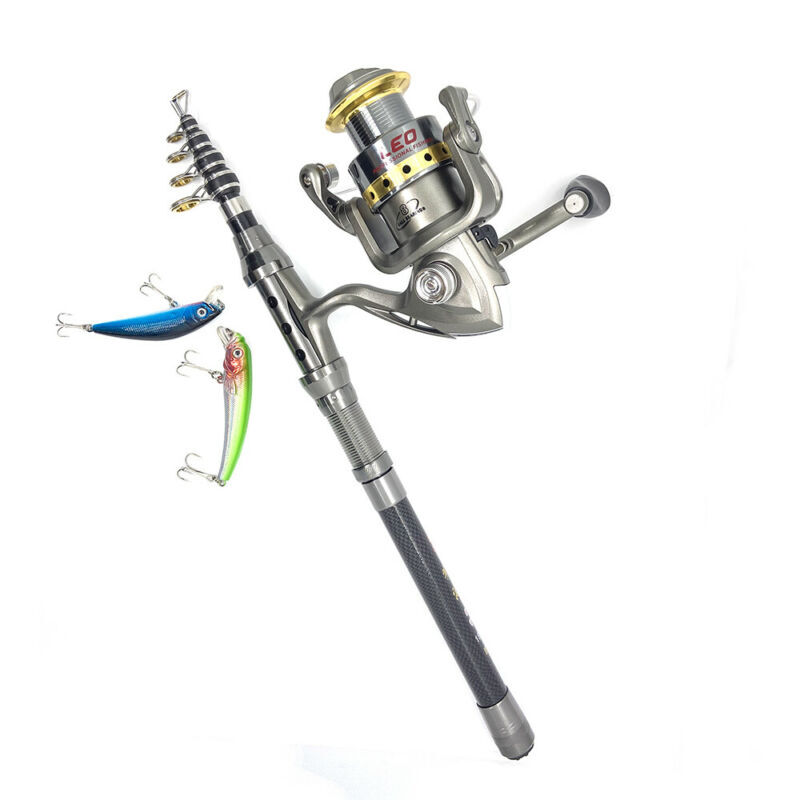 7.9FT Carbon Fiber Telescopic Fishing Pole and Reel Combo Saltwater Freshwater