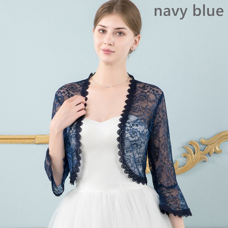 Lady Lace Floral Sheer Coat Shawl Wrap Flared Sleeve Cardigan Bridal Wedding