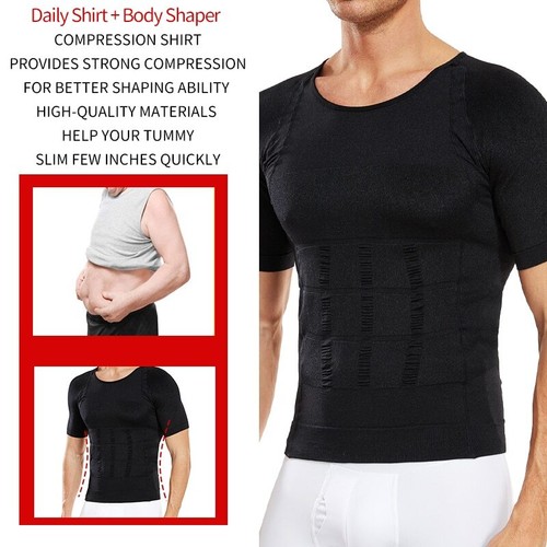 Men's Slimming Body Shaper Shirt Posture Corrector Vest Abdomen Compression Tops