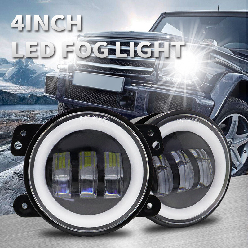 Pair 4 Inch LED Fog Lights Lamp for Jeep Wrangler JK TJ LJ Dodge Journey Charger