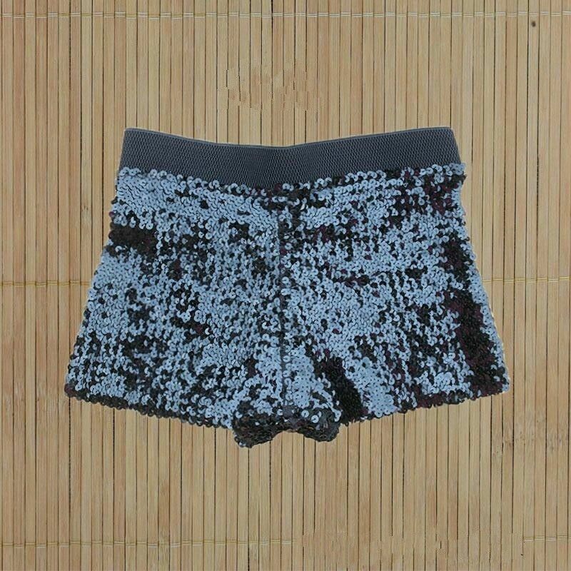 Women Sequins Glitter Shorts Shiny Disco Hot Pants Jazz Mini Stretch Dance L