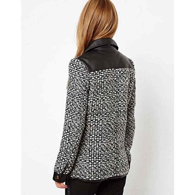 Barneys Tweed Asymmetrical Zip Front Tweed Vegan Leather Lined Moto Jacket 10