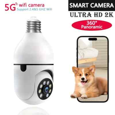 WESECUU Bulb Security Camera - 2K 5G& 2.4GHz WiFi Wireless Outdoor Pet Camera