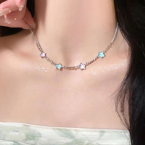 Dopamine Glitzer Stern Anhänger Choker Halskette Für Frauen Y2K