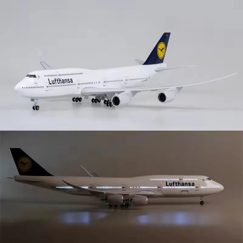 Lufthansa Boeing 747 Aircraft Model High Quality Gift LED Option 47cm 
