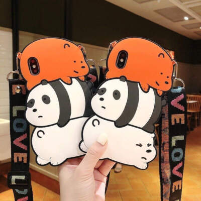 3D Happy Bear Panda Soft Cover Case For Motorola Moto Edge One Plus Strap Skin