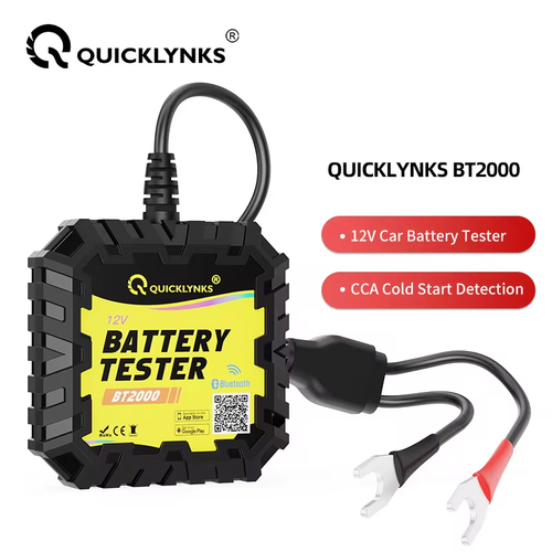 QUICKLYNKS BT2000 Bluetooth Battery Monitor 12V Battery Load Tester 100~2000 CCA