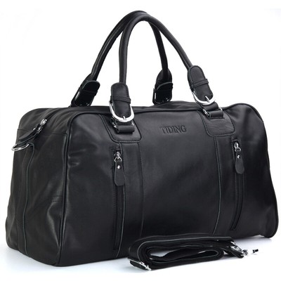 TIDING BLACK MENS LARGE SOFT NAPPA LEATHER DUFFLE GYM SHOULDER TRAVEL BAGS SHOULDER BAG
