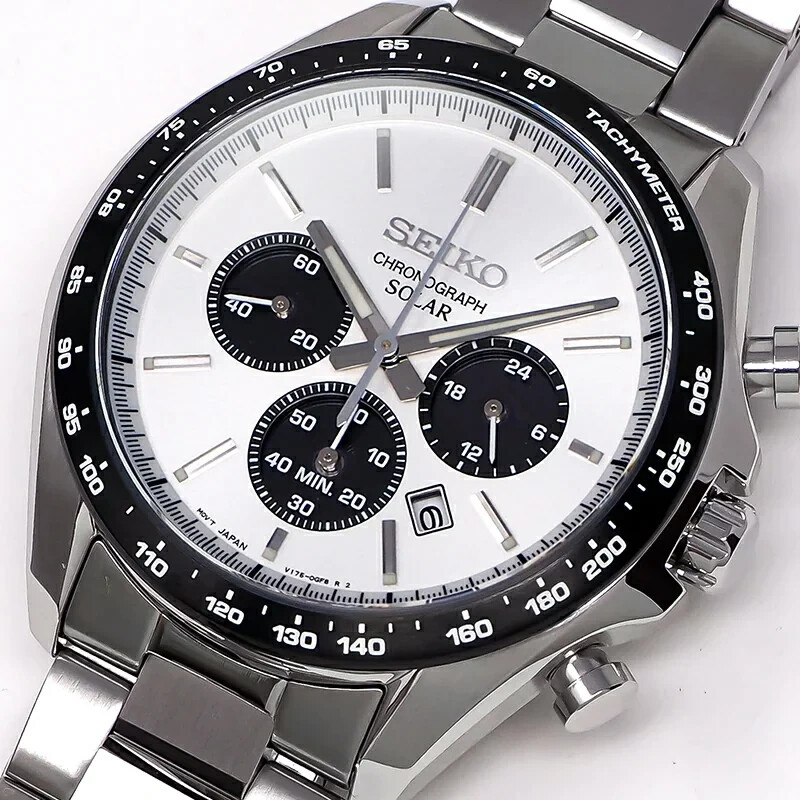 Pre-owned Seiko Selection Sbpy165 Panda White Dial Solar Analog Chronograph W/ Box, Manual
