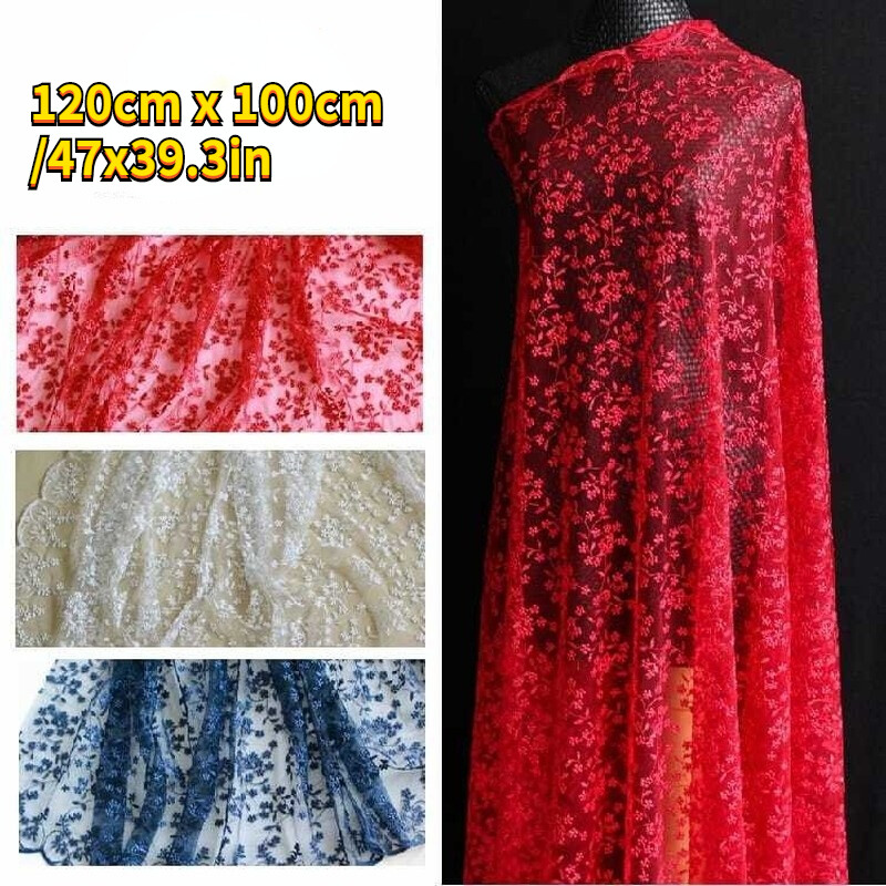 Sheer Lace Embroidered Fabric Mesh Floral for Dress Skirt Blouse Tulle Voile