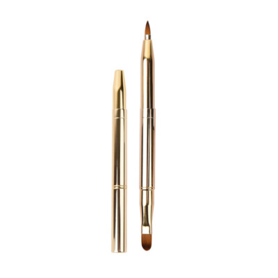 Retractable Lip Brush Lipliner Makeup Travel Brush with Eyeshadow Brush 2 in 1 