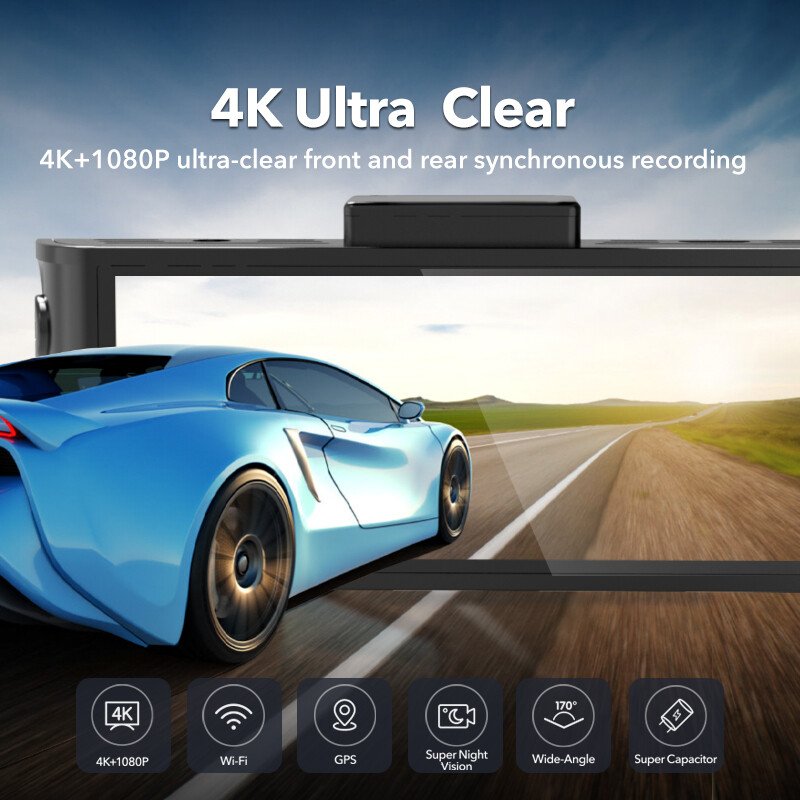 REDTIGER Dash Cam Front and Rear Dash Camera 4K Built-in WiFi & GPS Parking Mode