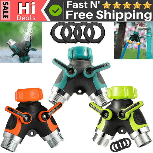2 Way Heavy Duty Garden Hose Splitter 3/4" Y Shape Valve Wat