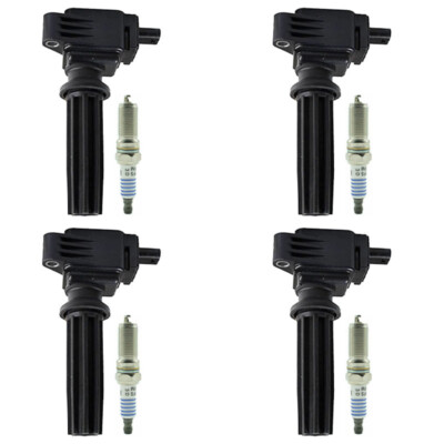 4 Ignition Coils + 4 Spark Plugs For Ford Edge Escape Focus Fusion Taurus UF670