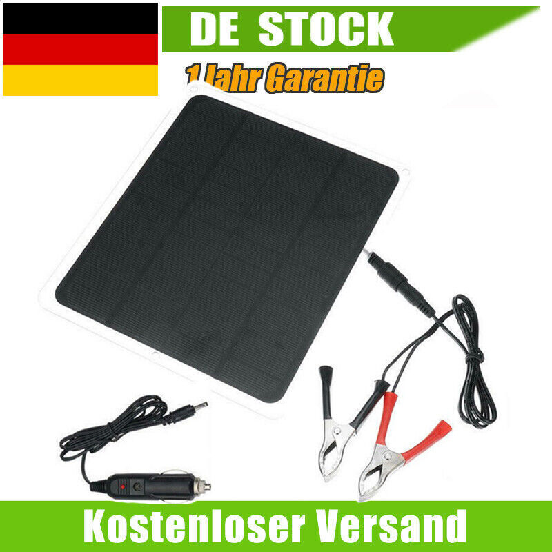 Solarmodul 12V 20W Solarpanel Solarzelle USB Batterie Ladegerät für Auto Boot 1X