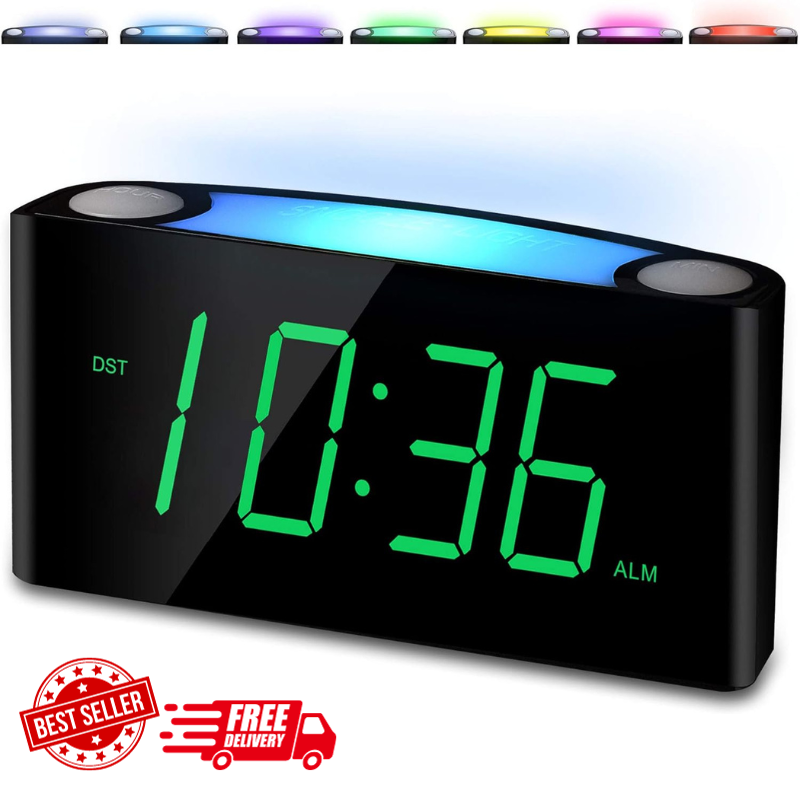 Alarm Clock, Large Number Digital LED Display with Dimmer, N