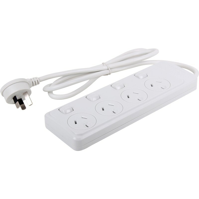 4 Way Outlet SURGE PROTECTOR Power Board w/ INDIVIDUAL SWITCHES 1 METER