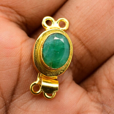 2 Pcs Emerald Box Clasp Two Strand 18k Gold Plated   nj-262
