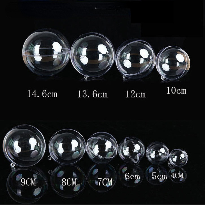 10PCS DIY Clear Plastic Balls Fillable Bauble Ornaments Ball Hanging Christmas
