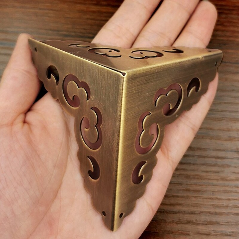 2XAntique Brass Corner Protectors Wooden Box Furniture