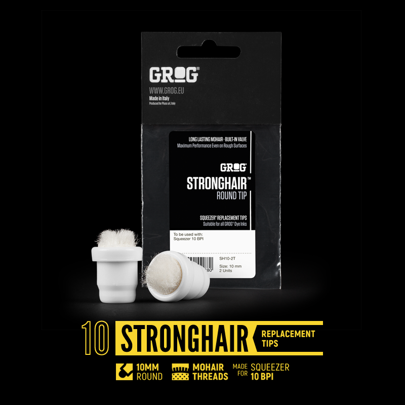 GROG 10mm STRONGHAIR Mop Replacement Tip Pack (2-pc) Graffiti Art Supplies
