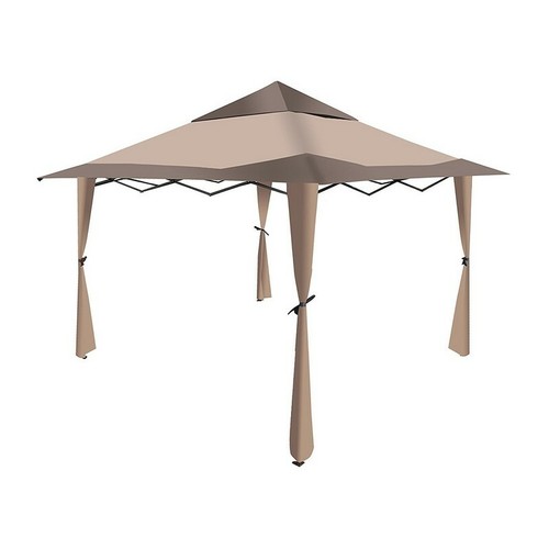 ALEKO Double Roof Polyester Patio Gazebo Picnic Sun Shade Canopy 10X10 Ft Brown