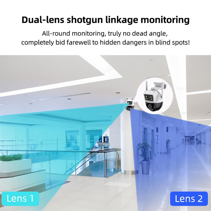 2MP+ 2MP Dual Lens WiFi IP Camera Wireless Outdoor CCTV PTZ Home Security IR Cam