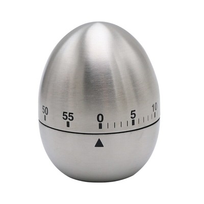 Stainless Steel Egg Shape Mechanical Kitchen Timer Loud 60 Minutes for Timing