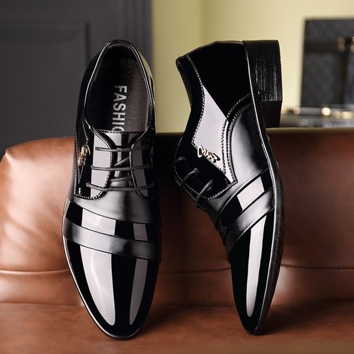 Men Pointed Toe Wedding Business Dress Patent Leather Formal Business Shoes Size
