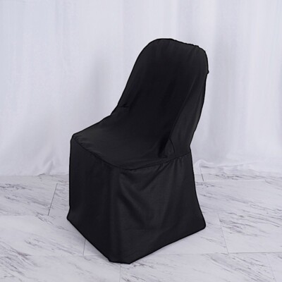 10 Black POLYESTER Folding Flat CHAIR COVERS Wedding Banquet Dinner Decorations