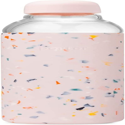 W&P Porter Glass Water Bottle w/ Protective Silicone 20 oz, Terrazzo Blush