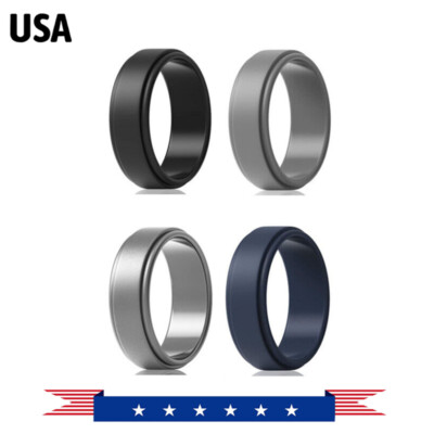 4 Pcs Silicone Wedding Engagement Ring Men Women Rubber Band Gym Sports New 