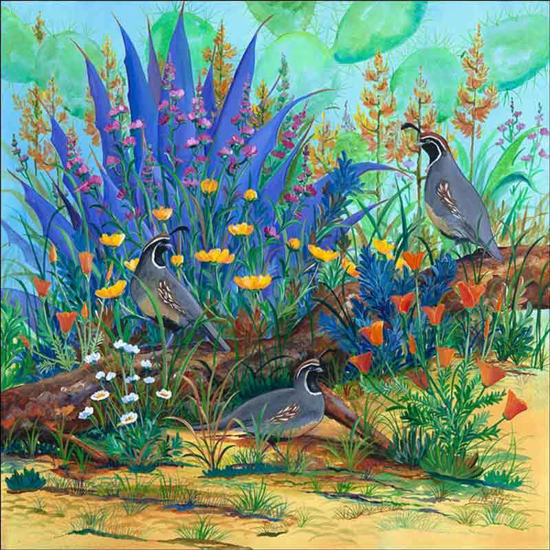 Desert Quail Accent & Decor Tile Susan Libby Southwest Art