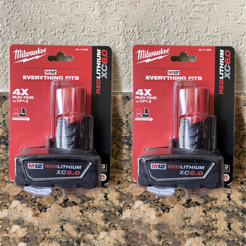 2Pcs Milwaukee 48-11-2460 M12 REDLITHIUM XC6.0 Extended Capacity Battery Pack US