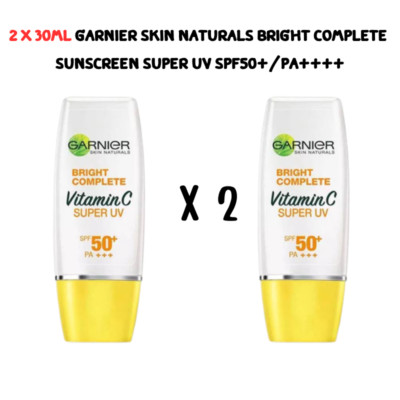 2 x 30ml Garnier Skin Naturals Bright Complete Sunscreen Super UV SPF50+/PA++++