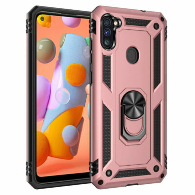 For Samsung Galaxy A10e Ring Case Shockproof Stand Cover + 3 Tempered Glass