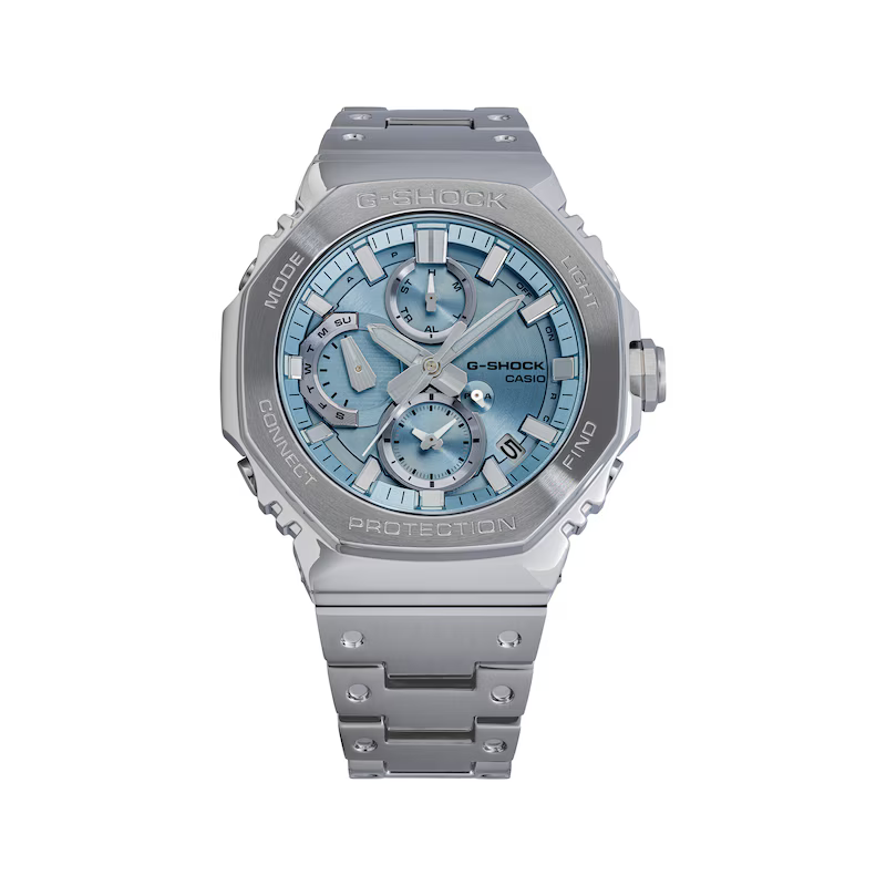 Pre-owned Casio G-shock Full Metal Blue Dial Stainless Steel Watch Gmcb2100ad2a