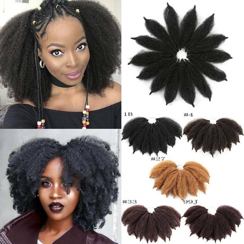 Fluffy Twist Afro Sew In Crochet Braid Hair Extensions Real