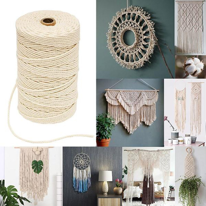 Macrame Cord Rope 2mm 100m Cotton Natural Twisted Cord String Artisan ...
