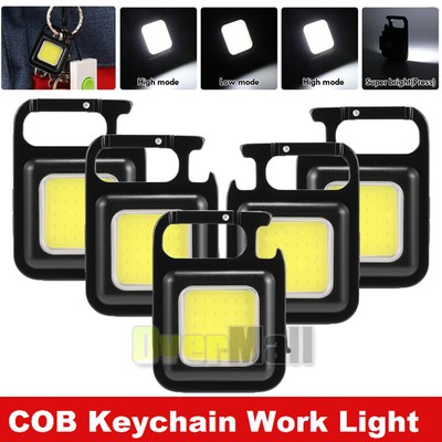 5x 800 Lumens Mini COB Flashlights Keychain Small Flashlight Led Work Light Lamp
