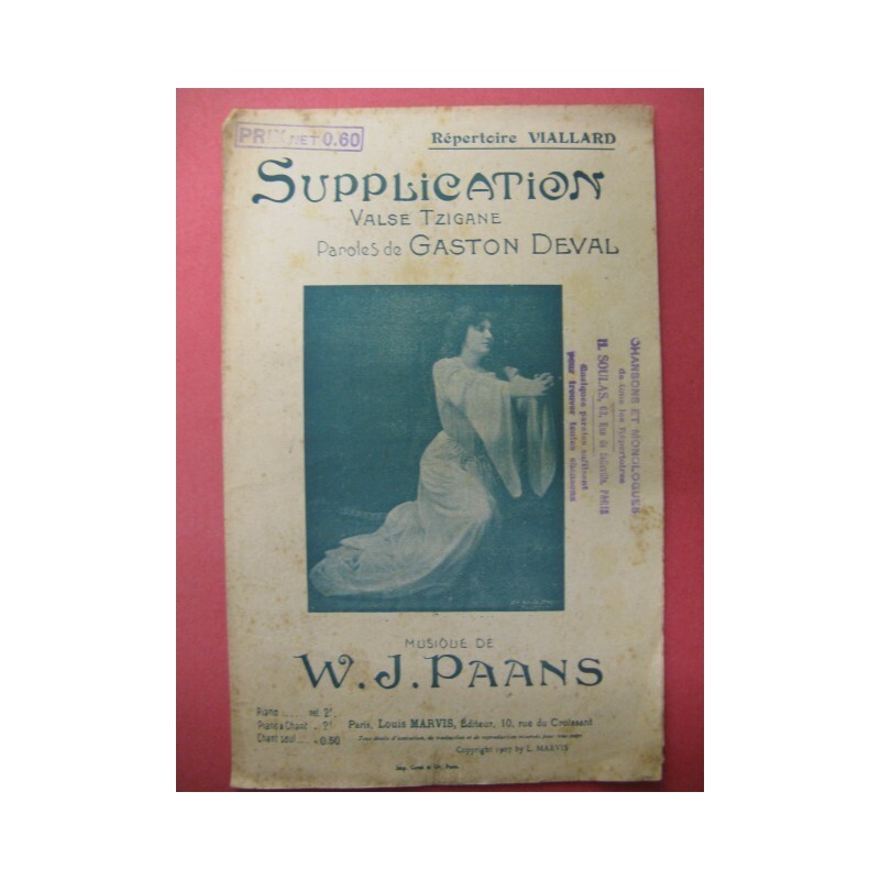 Supplication W. J. Paans Chanson 1907