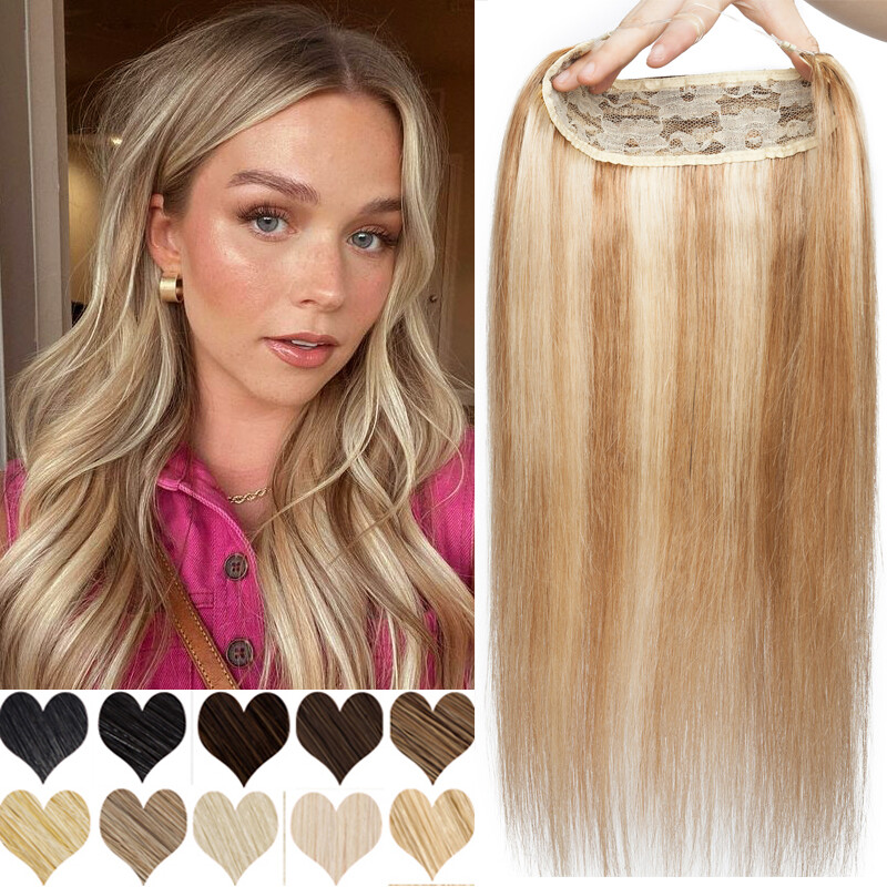 Wire In 100% Russian Human Hair Extensions Half Head Hidden Headband #Highlight