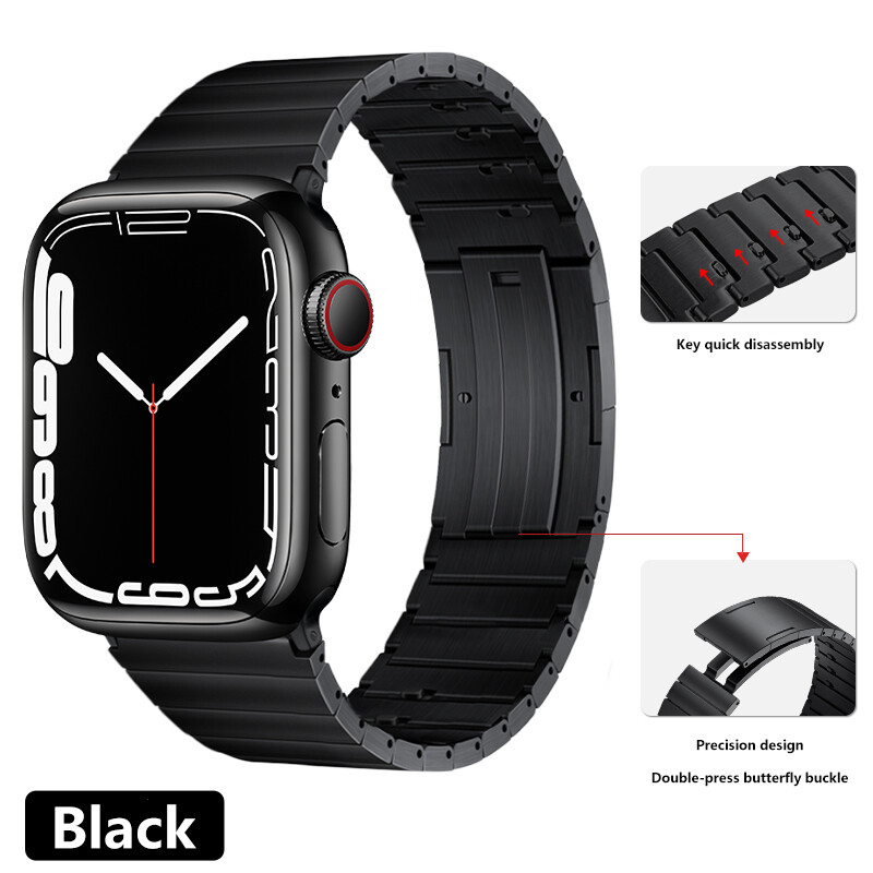 Apple - 21Y-SB-8-2 RORU AP Stainless Steel Flashing Double Chain Band For Apple Watch