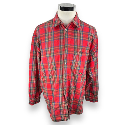 Vintage Quiksilver Flannel Shirt Men's M Button Up Long Sleeve Red Plaid USA