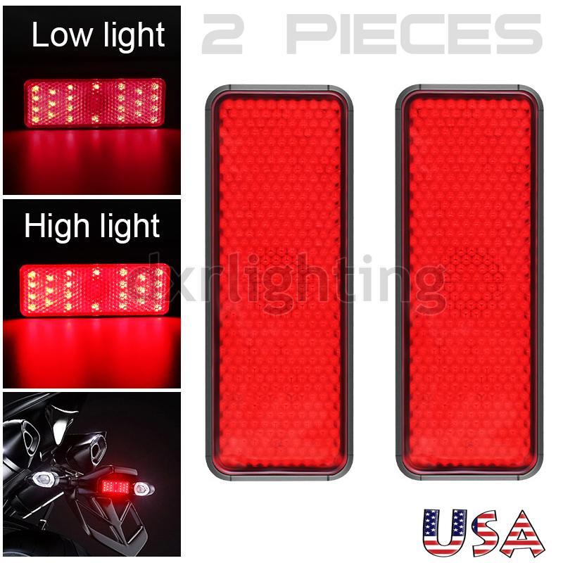 2PC LED Red Reflector Rear Tail Brake Stop Light Marker Truck Trailer Motorcycle