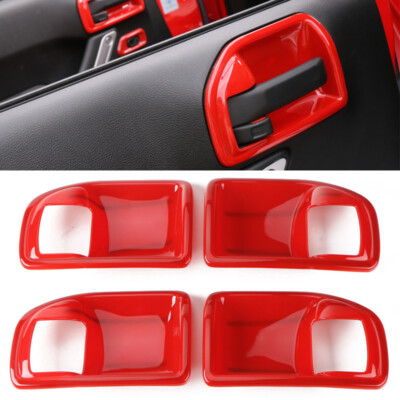 4x Car Door Handle Bowl Cover Trim Fit For 2011-2017 Jeep Wrangler JK 4-Door Red